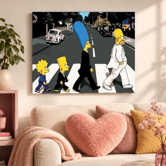 MALOWANIE PO NUMERACH Obrazy do malowania -Simpsonowie The Beatles 50x40 cm, zdjęcie 9