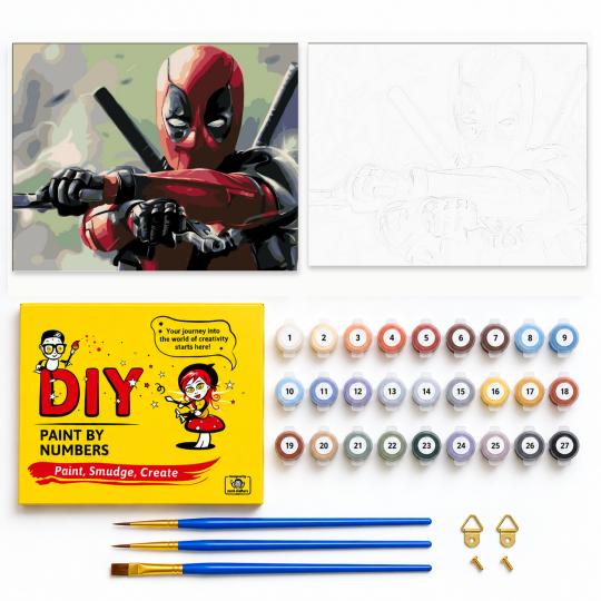 PAINT BY NUMBERS WITH FRAME Paintings to Paint - Deadpool Marvel 50x40 cm, photo 2