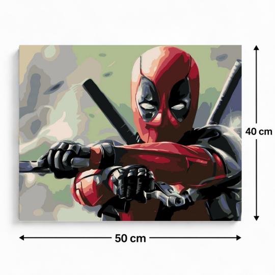 PAINT BY NUMBERS WITH FRAME Paintings to Paint - Deadpool Marvel 50x40 cm, photo 3