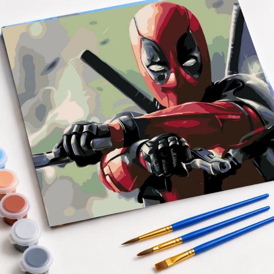 PAINT BY NUMBERS WITH FRAME Paintings to Paint - Deadpool Marvel 50x40 cm, photo 4