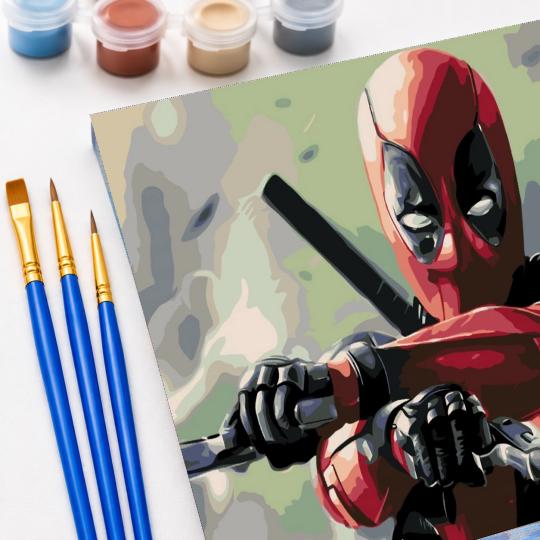 PAINT BY NUMBERS WITH FRAME Paintings to Paint - Deadpool Marvel 50x40 cm, photo 5