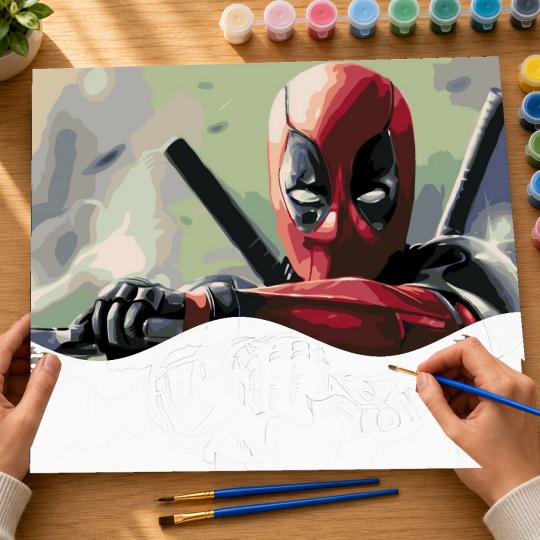 PAINT BY NUMBERS WITH FRAME Paintings to Paint - Deadpool Marvel 50x40 cm, photo 6