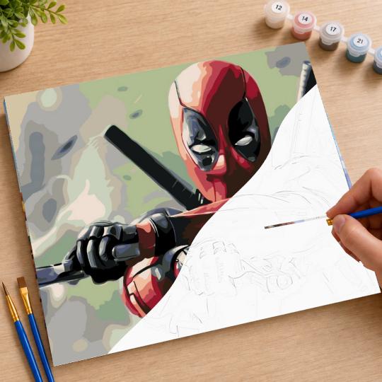 PAINT BY NUMBERS WITH FRAME Paintings to Paint - Deadpool Marvel 50x40 cm, photo 7