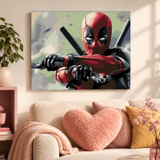 PAINT BY NUMBERS WITH FRAME Paintings to Paint - Deadpool Marvel 50x40 cm, photo 9