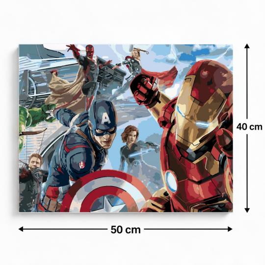 PAINT BY NUMBERS WITH FRAME Paintings to Paint - Avengers Marvel 50x40 cm, photo 3