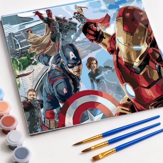 PAINT BY NUMBERS WITH FRAME Paintings to Paint - Avengers Marvel 50x40 cm, photo 4