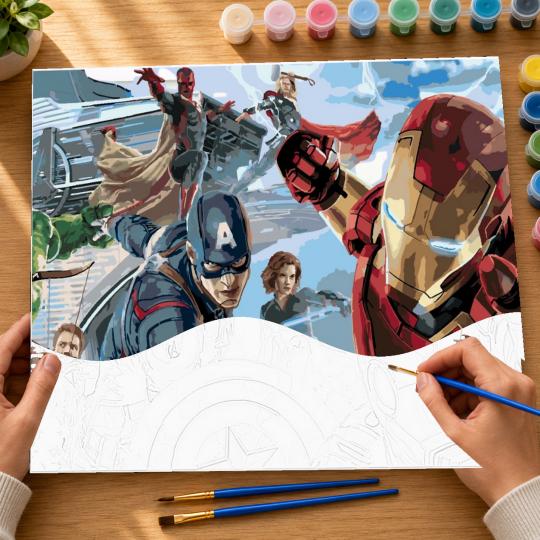 PAINT BY NUMBERS WITH FRAME Paintings to Paint - Avengers Marvel 50x40 cm, photo 6