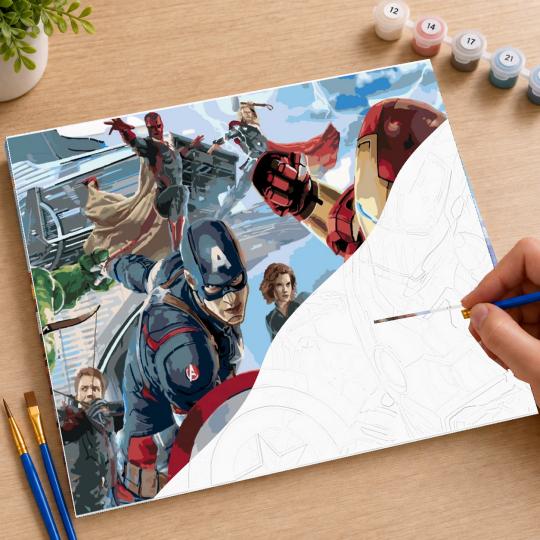 PAINT BY NUMBERS WITH FRAME Paintings to Paint - Avengers Marvel 50x40 cm, photo 7
