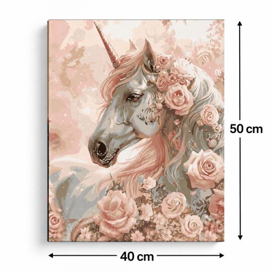 PAINT BY NUMBERS Paintings to Paint - Unicorn in Roses 50x40 cm, photo 3