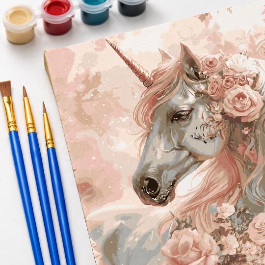 PAINT BY NUMBERS Paintings to Paint - Unicorn in Roses 50x40 cm, photo 5