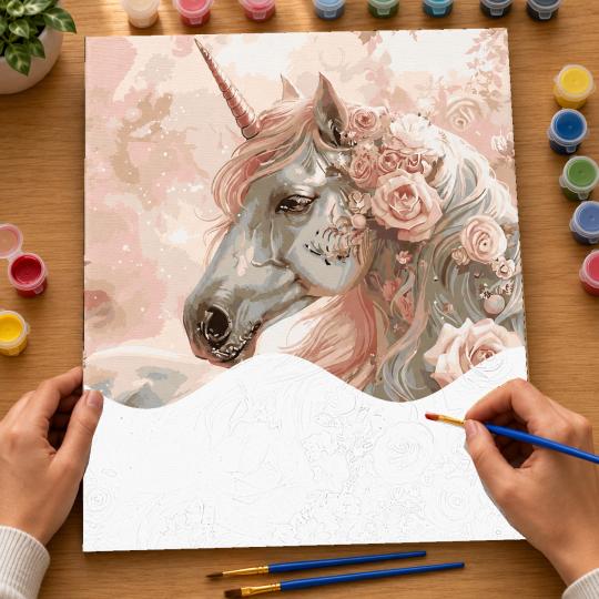 PAINT BY NUMBERS Paintings to Paint - Unicorn in Roses 50x40 cm, photo 6