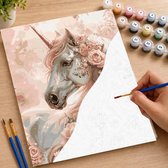 PAINT BY NUMBERS Paintings to Paint - Unicorn in Roses 50x40 cm, photo 7