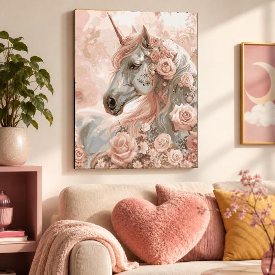 PAINT BY NUMBERS Paintings to Paint - Unicorn in Roses 50x40 cm, photo 9