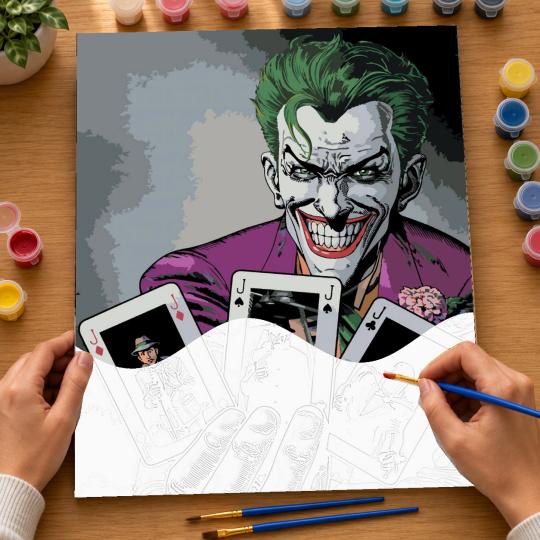 MALOWANIE PO NUMERACH Z RAMĄ Obrazy do malowania - Joker i Karty 40x50 cm, zdjęcie 6