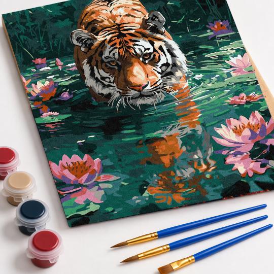 PAINT BY NUMBERS Paintings to Paint - Tiger on the Hunt 40x50 cm, photo 4