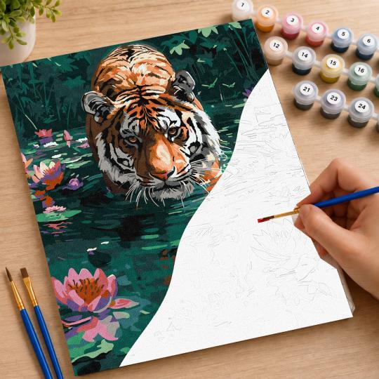PAINT BY NUMBERS Paintings to Paint - Tiger on the Hunt 40x50 cm, photo 7