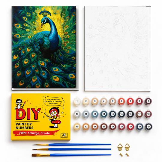PAINT BY NUMBERS WITH FRAME Paintings to Paint - Elegant Peacock 40x50 cm, photo 2
