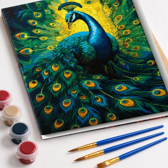 PAINT BY NUMBERS WITH FRAME Paintings to Paint - Elegant Peacock 40x50 cm, photo 4