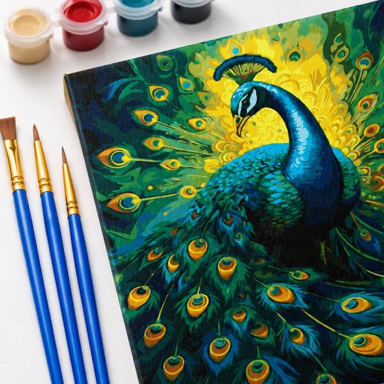 PAINT BY NUMBERS WITH FRAME Paintings to Paint - Elegant Peacock 40x50 cm, photo 5