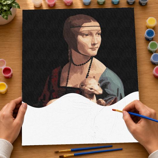 PAINT BY NUMBERS WITH FRAME Paintings to Paint - Lady with an Ermine 40x50 cm, photo 6