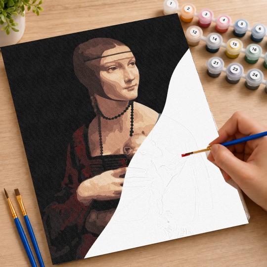 PAINT BY NUMBERS WITH FRAME Paintings to Paint - Lady with an Ermine 40x50 cm, photo 7