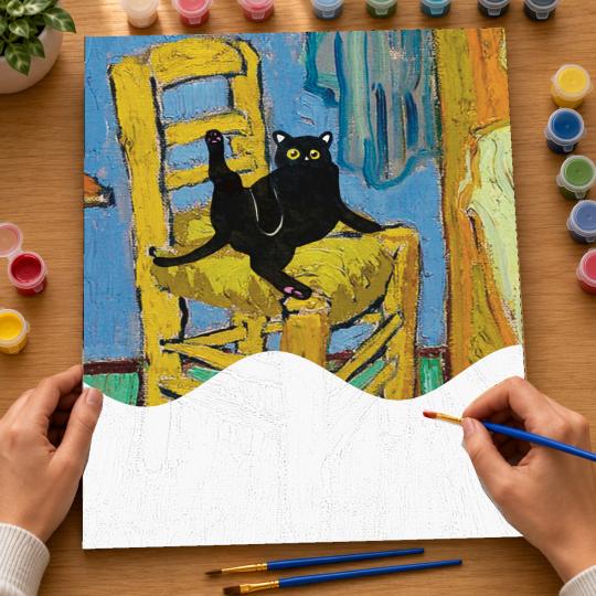 PAINT BY NUMBERS WITH FRAME Paintings to Paint - Cat on a Chair 40x50 cm, photo 6