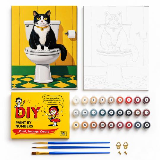 PAINT BY NUMBERS WITH FRAME Paintings to Paint - Cat Relaxation 40x50 cm, photo 2