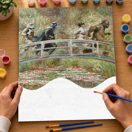PAINT BY NUMBERS WITH FRAME Paintings to Paint - Monet Style Star Wars 40x50 cm, photo 6