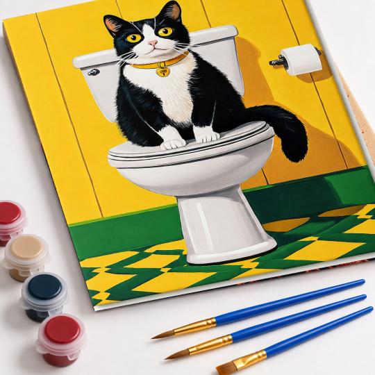 PAINT BY NUMBERS WITH FRAME Paintings to Paint - Cat Relaxation 40x50 cm, photo 4