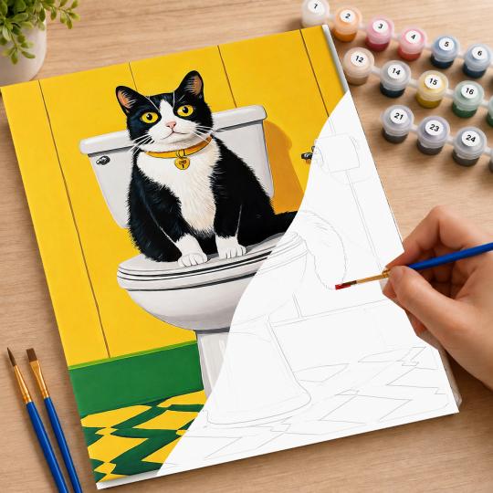 PAINT BY NUMBERS WITH FRAME Paintings to Paint - Cat Relaxation 40x50 cm, photo 7