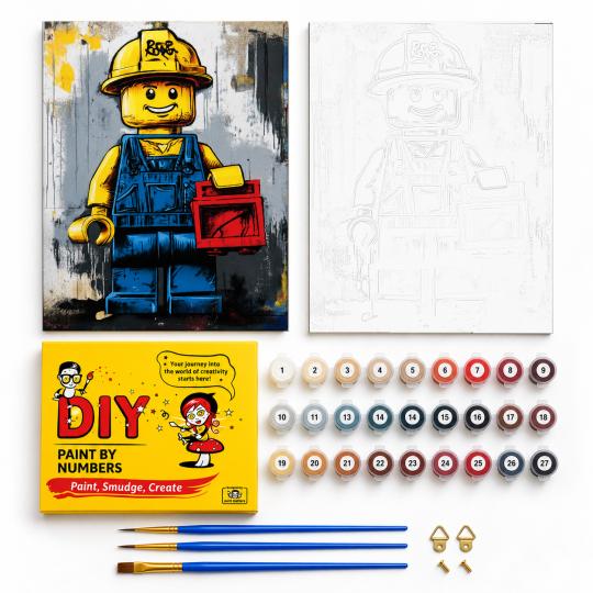 MALOWANIE PO NUMERACH Z RAMĄ Obrazy do malowania - Lego Budowniczy 40x50 cm, zdjęcie 2