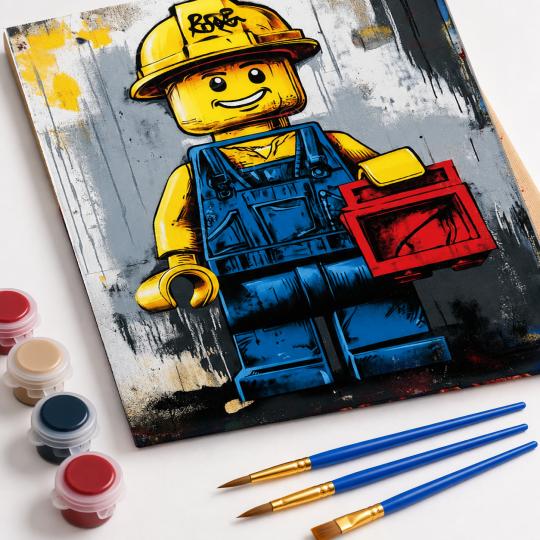MALOWANIE PO NUMERACH Z RAMĄ Obrazy do malowania - Lego Budowniczy 40x50 cm, zdjęcie 4