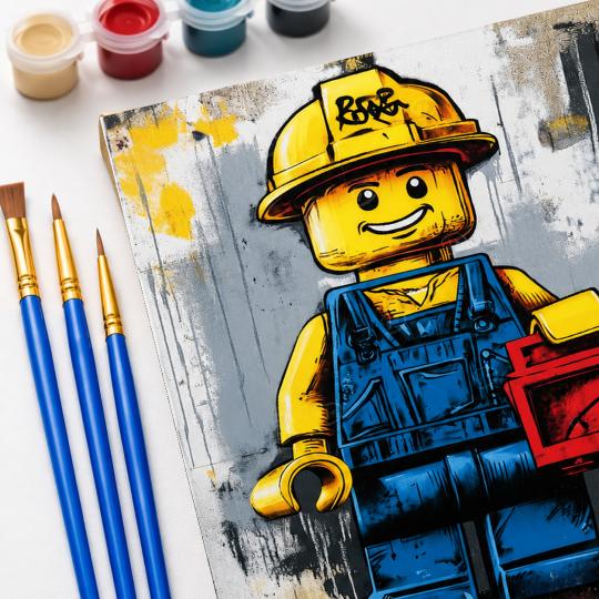 MALOWANIE PO NUMERACH Z RAMĄ Obrazy do malowania - Lego Budowniczy 40x50 cm, zdjęcie 5