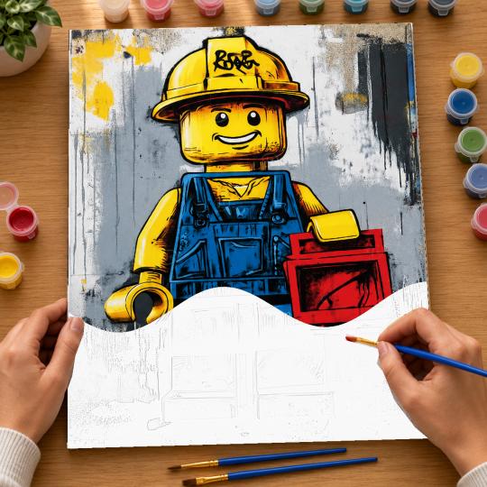 MALOWANIE PO NUMERACH Z RAMĄ Obrazy do malowania - Lego Budowniczy 40x50 cm, zdjęcie 6