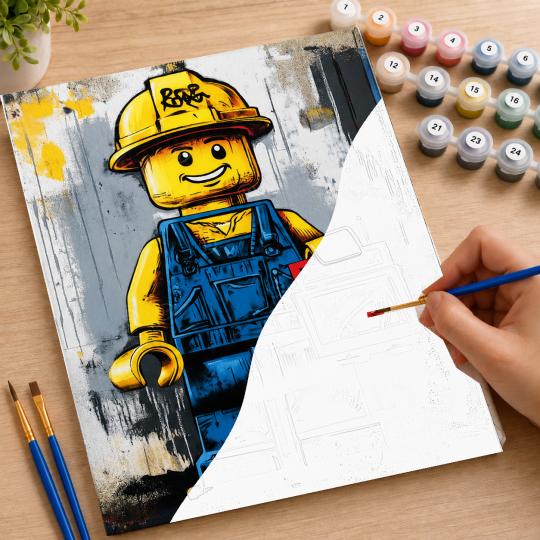 MALOWANIE PO NUMERACH Z RAMĄ Obrazy do malowania - Lego Budowniczy 40x50 cm, zdjęcie 7