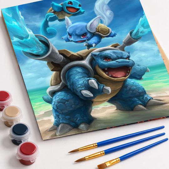 PAINT BY NUMBERS WITH FRAME Paintings to Paint - Pokémon Squirtle 40x50 cm, photo 4