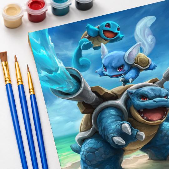 PAINT BY NUMBERS WITH FRAME Paintings to Paint - Pokémon Squirtle 40x50 cm, photo 5