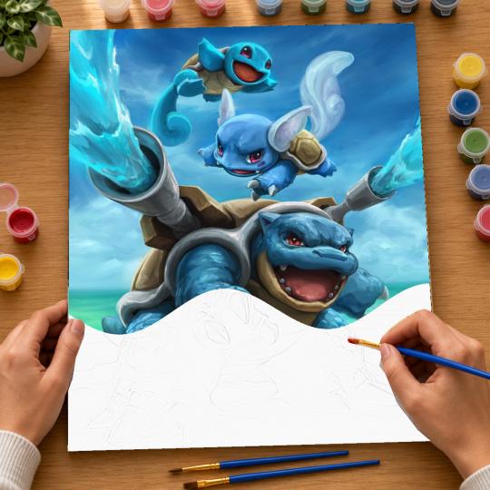 PAINT BY NUMBERS WITH FRAME Paintings to Paint - Pokémon Squirtle 40x50 cm, photo 6