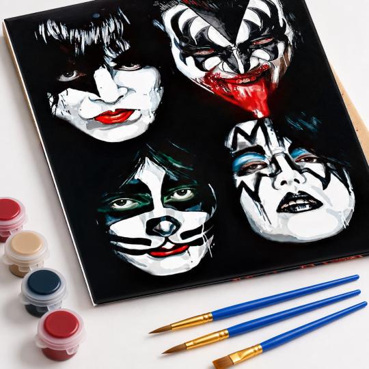 PAINT BY NUMBERS WITH FRAME Paintings to Paint - Kiss Band Portrait 40x50 cm, photo 4