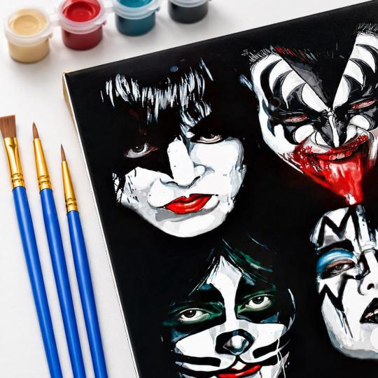 PAINT BY NUMBERS WITH FRAME Paintings to Paint - Kiss Band Portrait 40x50 cm, photo 5
