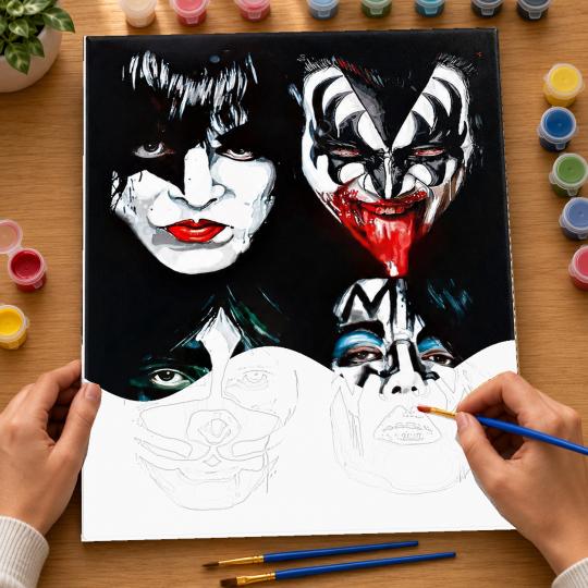 PAINT BY NUMBERS WITH FRAME Paintings to Paint - Kiss Band Portrait 40x50 cm, photo 6