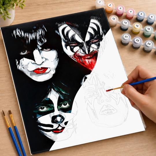 PAINT BY NUMBERS WITH FRAME Paintings to Paint - Kiss Band Portrait 40x50 cm, photo 7