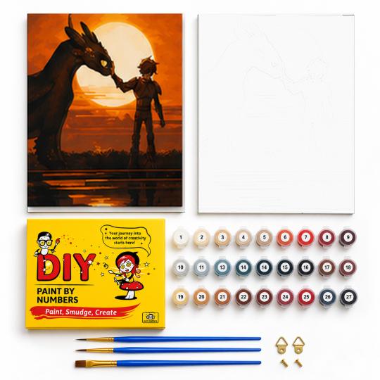 PAINT BY NUMBERS Paintings to Paint - Hiccup and Toothless 40x50 cm, photo 2