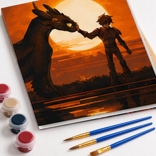 PAINT BY NUMBERS Paintings to Paint - Hiccup and Toothless 40x50 cm, photo 4