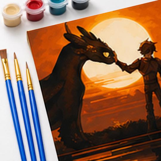 PAINT BY NUMBERS Paintings to Paint - Hiccup and Toothless 40x50 cm, photo 5