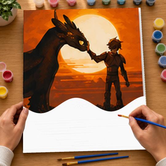 PAINT BY NUMBERS Paintings to Paint - Hiccup and Toothless 40x50 cm, photo 6