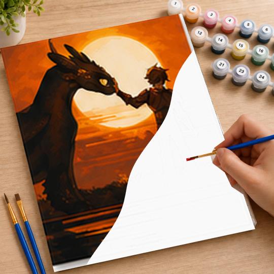 PAINT BY NUMBERS Paintings to Paint - Hiccup and Toothless 40x50 cm, photo 7