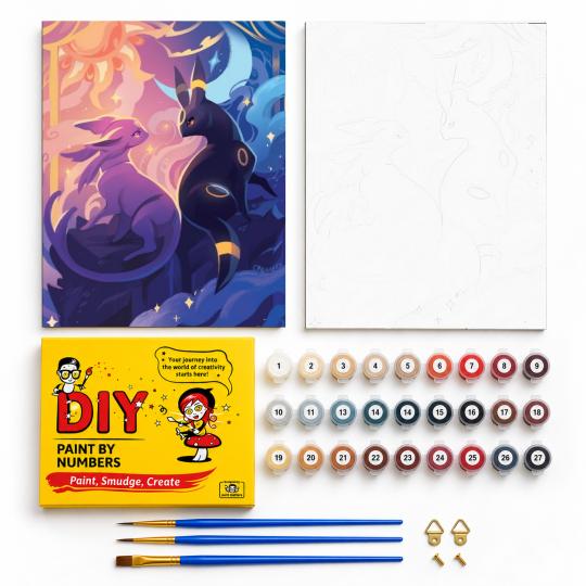 PAINT BY NUMBERS Paintings to Paint - Pokemon Umbreon and Espeon 40x50 cm, photo 2
