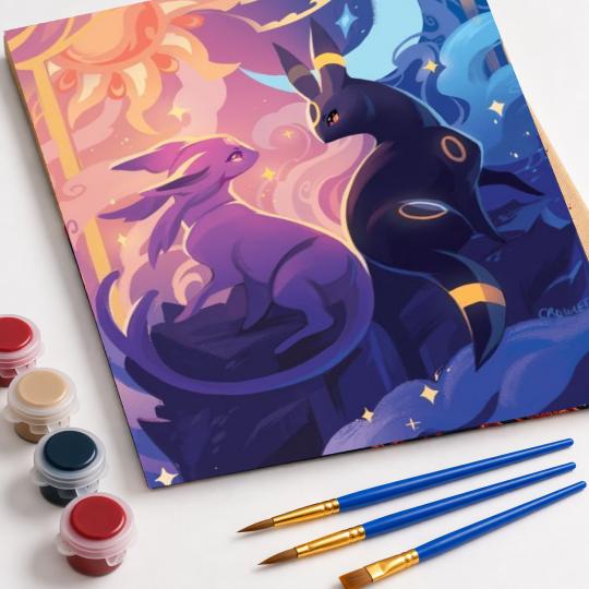 PAINT BY NUMBERS Paintings to Paint - Pokemon Umbreon and Espeon 40x50 cm, photo 4