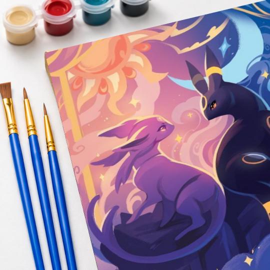PAINT BY NUMBERS Paintings to Paint - Pokemon Umbreon and Espeon 40x50 cm, photo 5